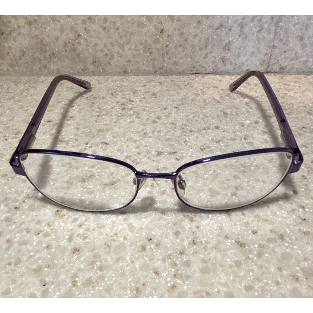 Purple Metal Full Rim Rectangular Eyeglasses Frames Unisex Adults Pre-Owned